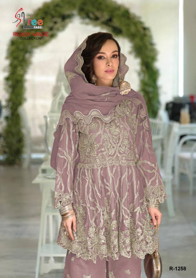 R 1258 By Shree Organza Embroidery Pakistani Readymade Suits Wholesale Market In Surat